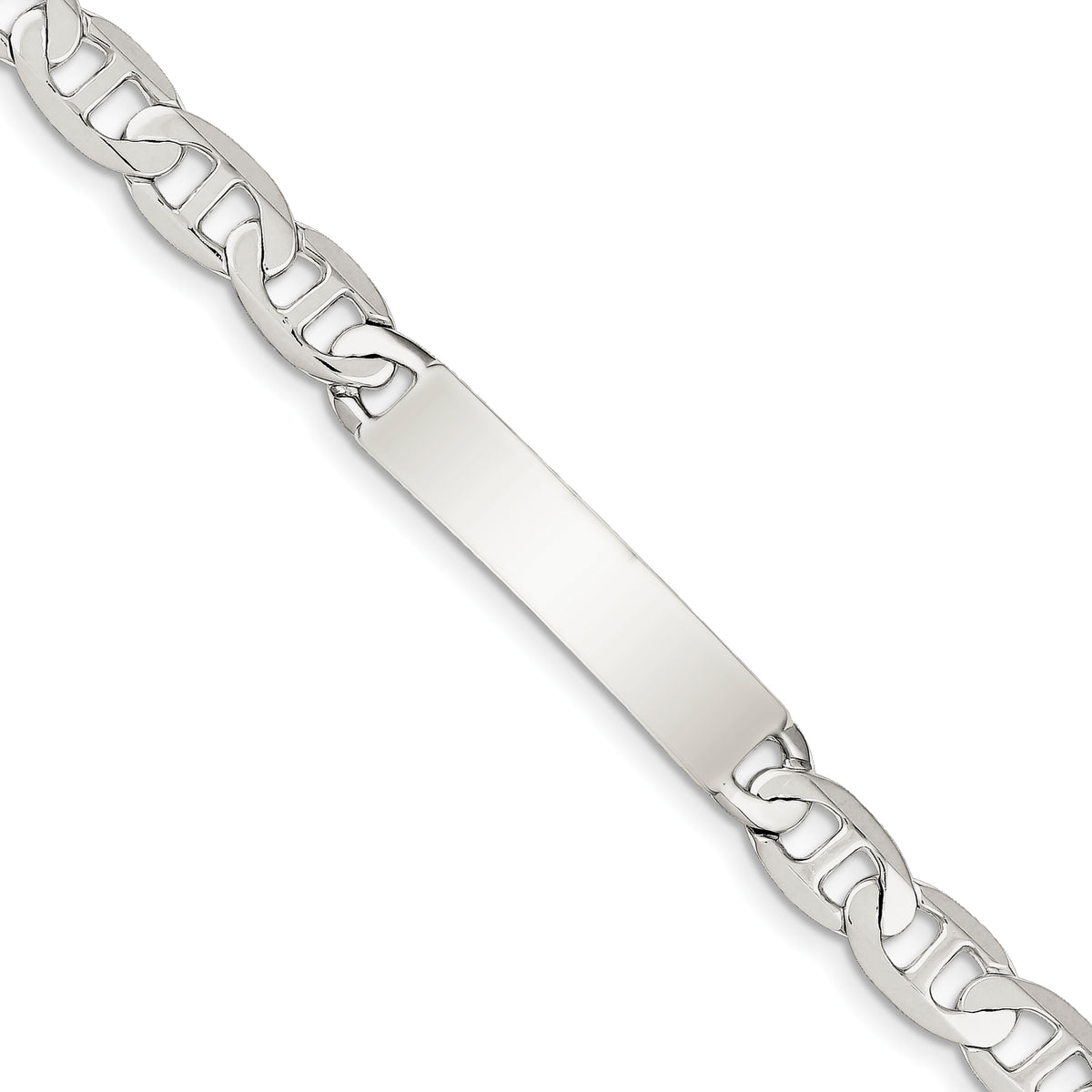Sterling Silver 8inch Polished Engraveable Anchor Link ID Bracelet