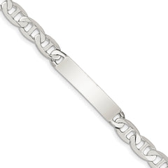 Sterling Silver 8inch Polished Engraveable Anchor Link ID Bracelet