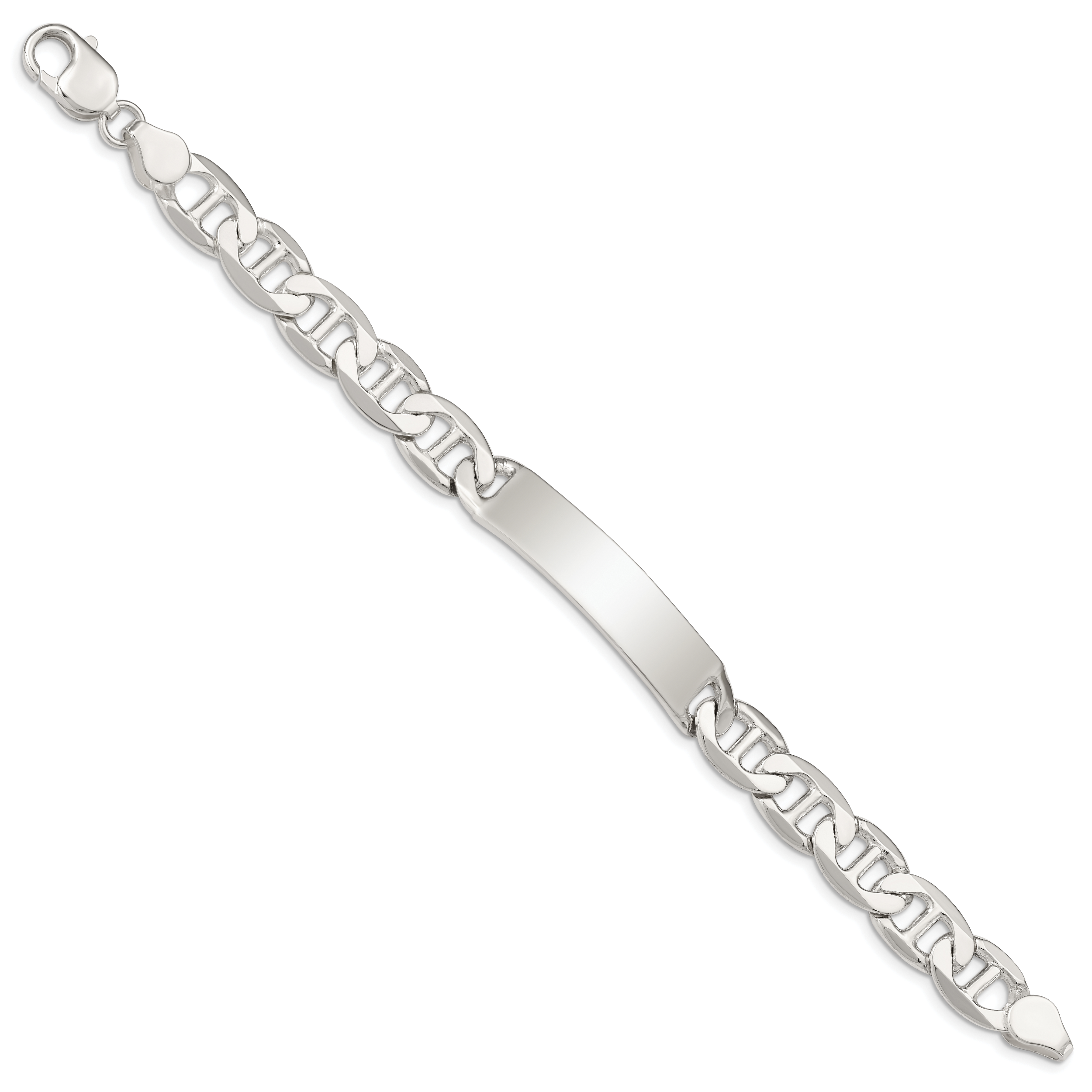 Sterling Silver Polished Engraveable Anchor Link ID Bracelet Secondary image