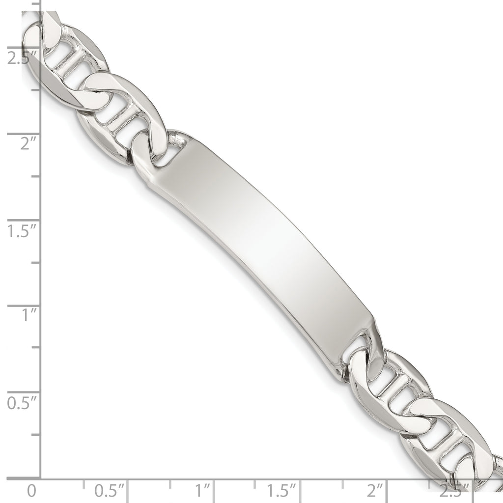Sterling Silver Polished Engraveable Anchor Link ID Bracelet