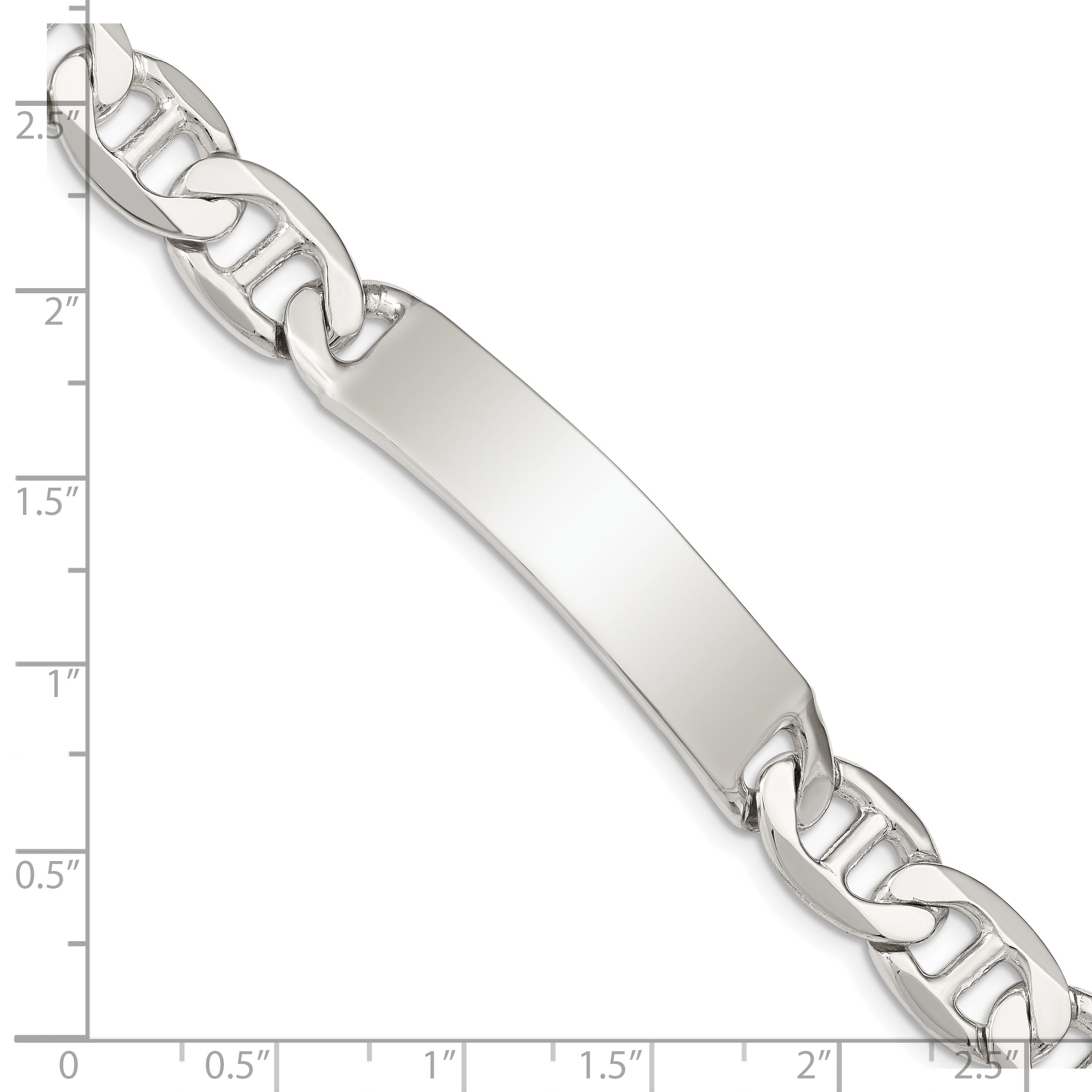 Sterling Silver Polished Engraveable Anchor Link ID Bracelet