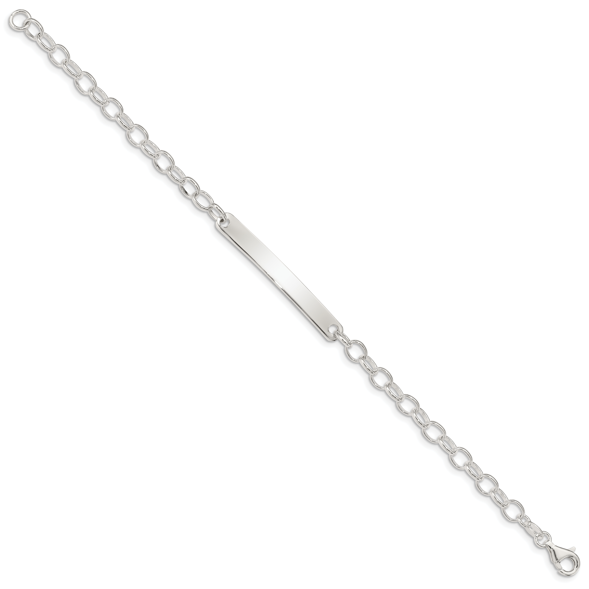 Sterling Silver Small Oval Rolo Link ID Bracelet Secondary image