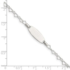 Sterling Silver Polished Engraveable Children's ID Heart Link Bracelet