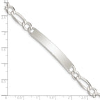 Sterling Silver Figaro Link ID Bracelet