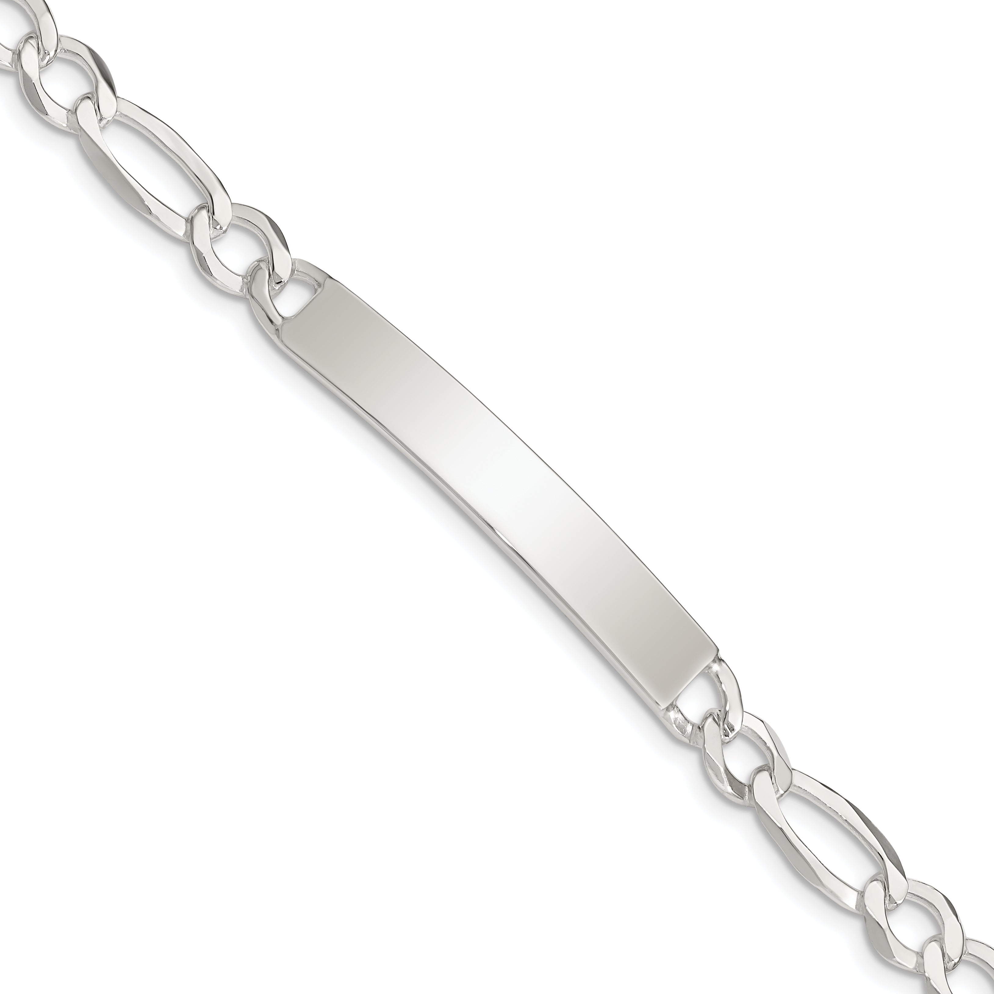 Sterling Silver Figaro Link ID Bracelet Main image