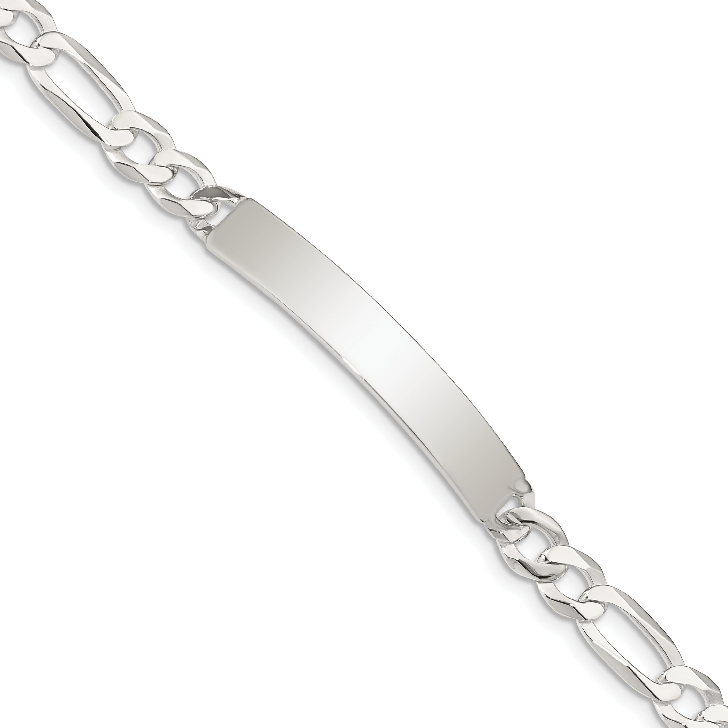 Sterling Silver Figaro Link ID Bracelet Main image
