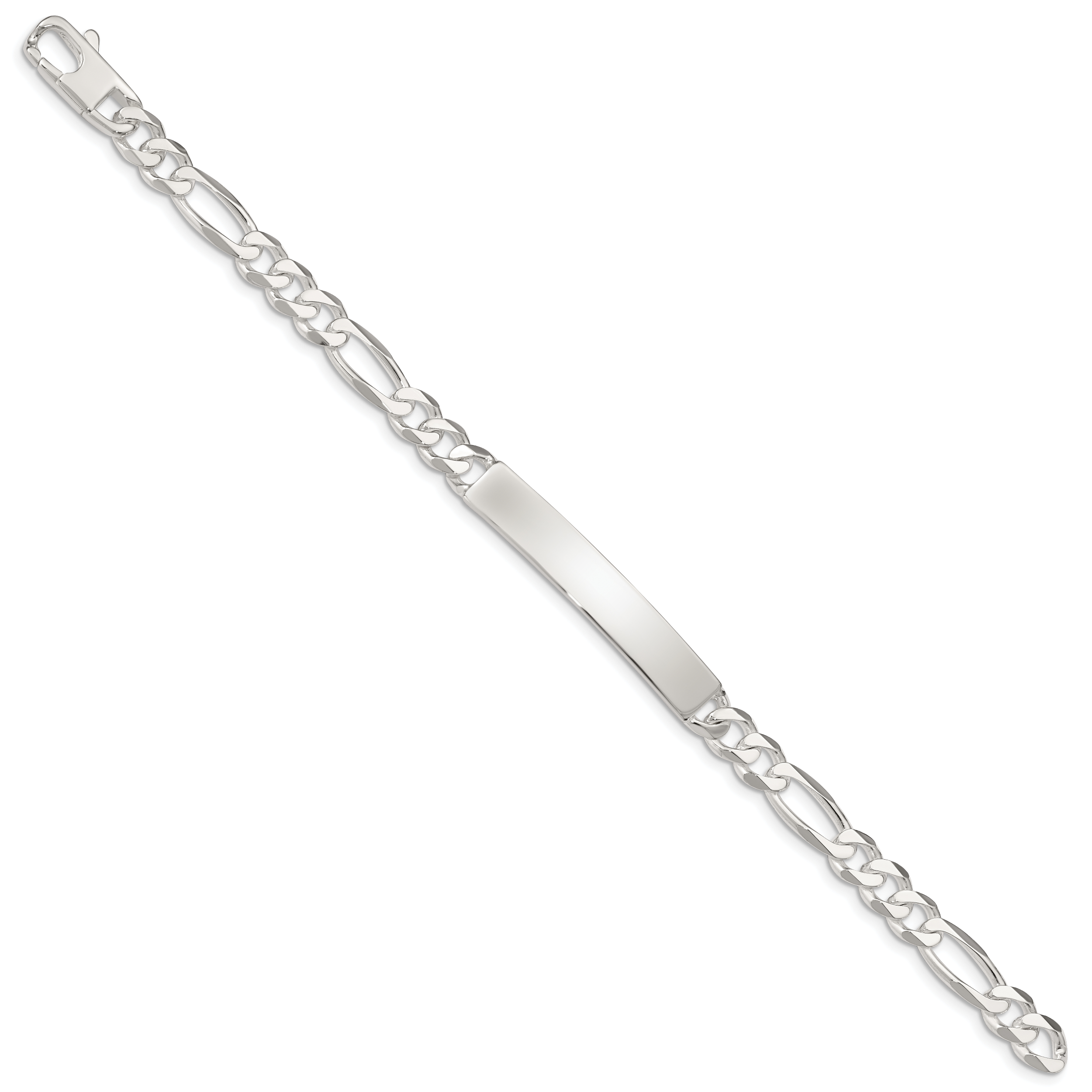 Sterling Silver Figaro Link ID Bracelet Secondary image