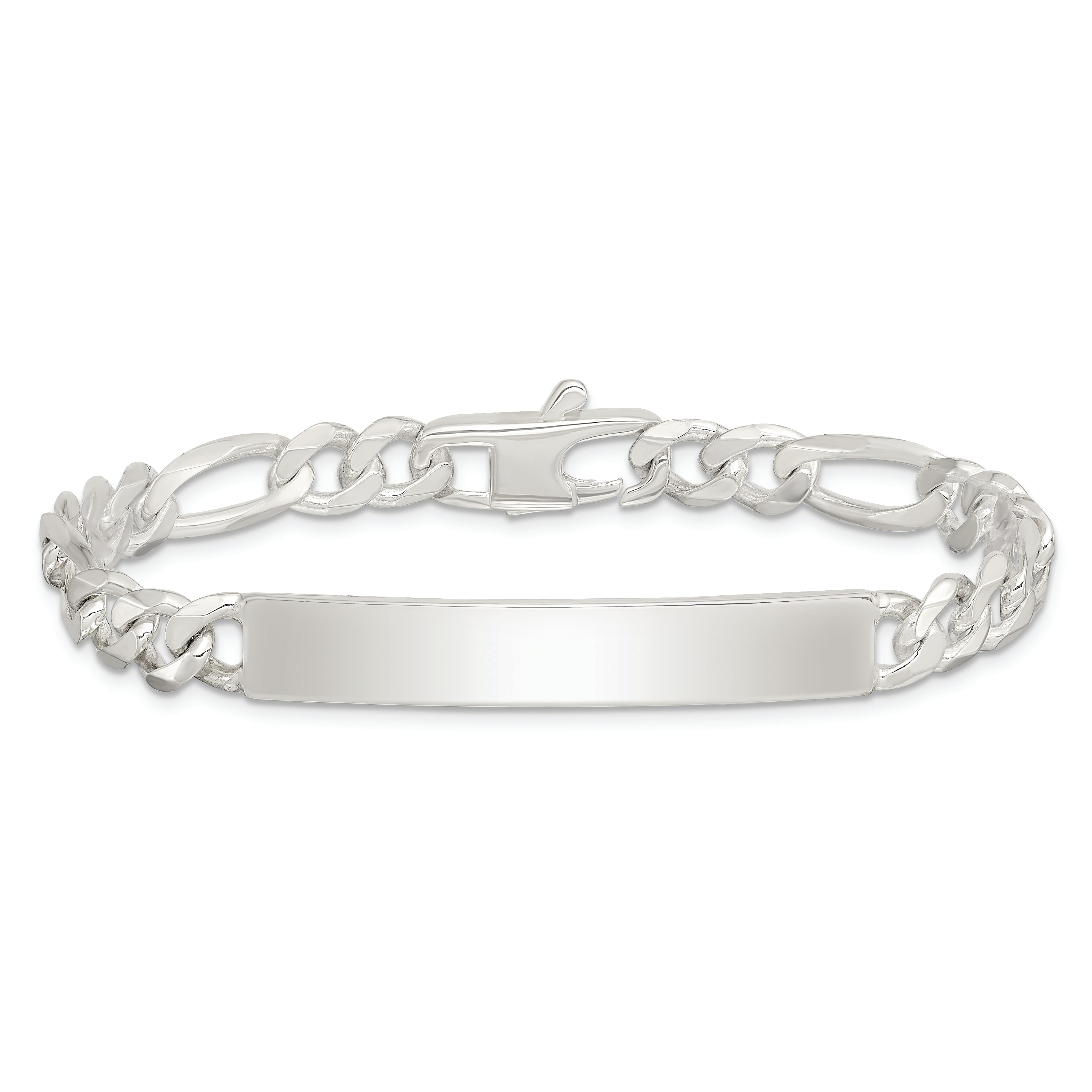 Sterling Silver Figaro Link ID Bracelet
