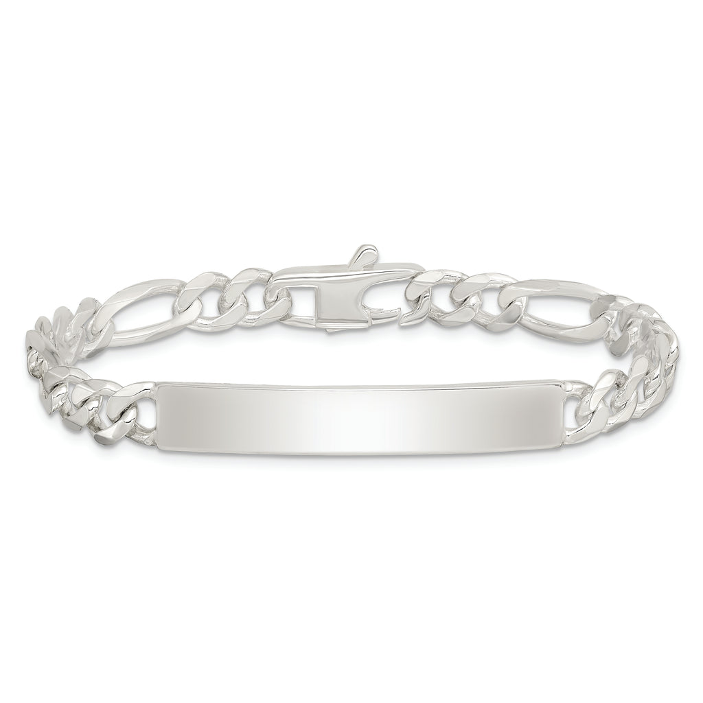 Sterling Silver Figaro Link ID Bracelet