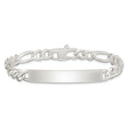 Sterling Silver Figaro Link ID Bracelet