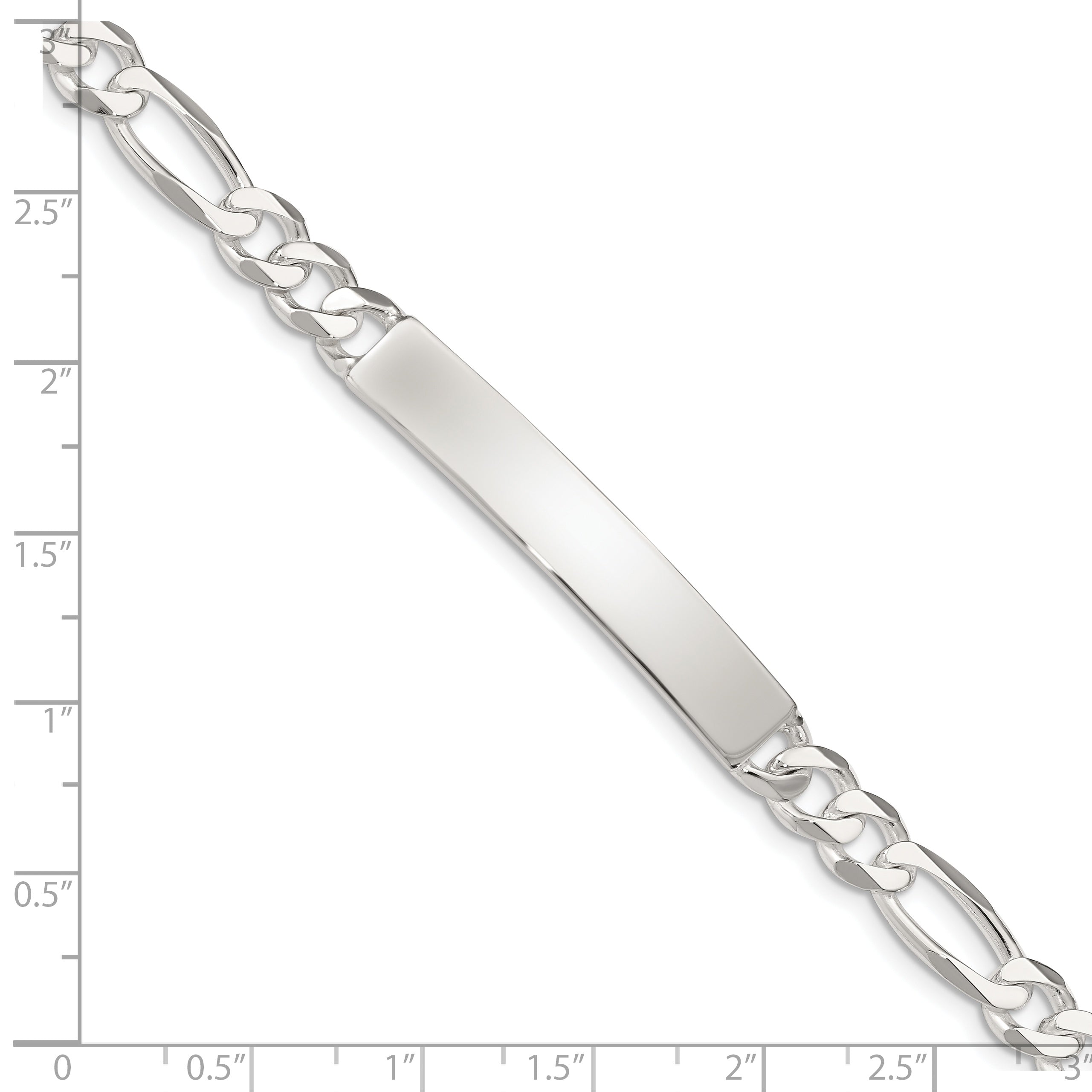 Sterling Silver Figaro Link ID Bracelet