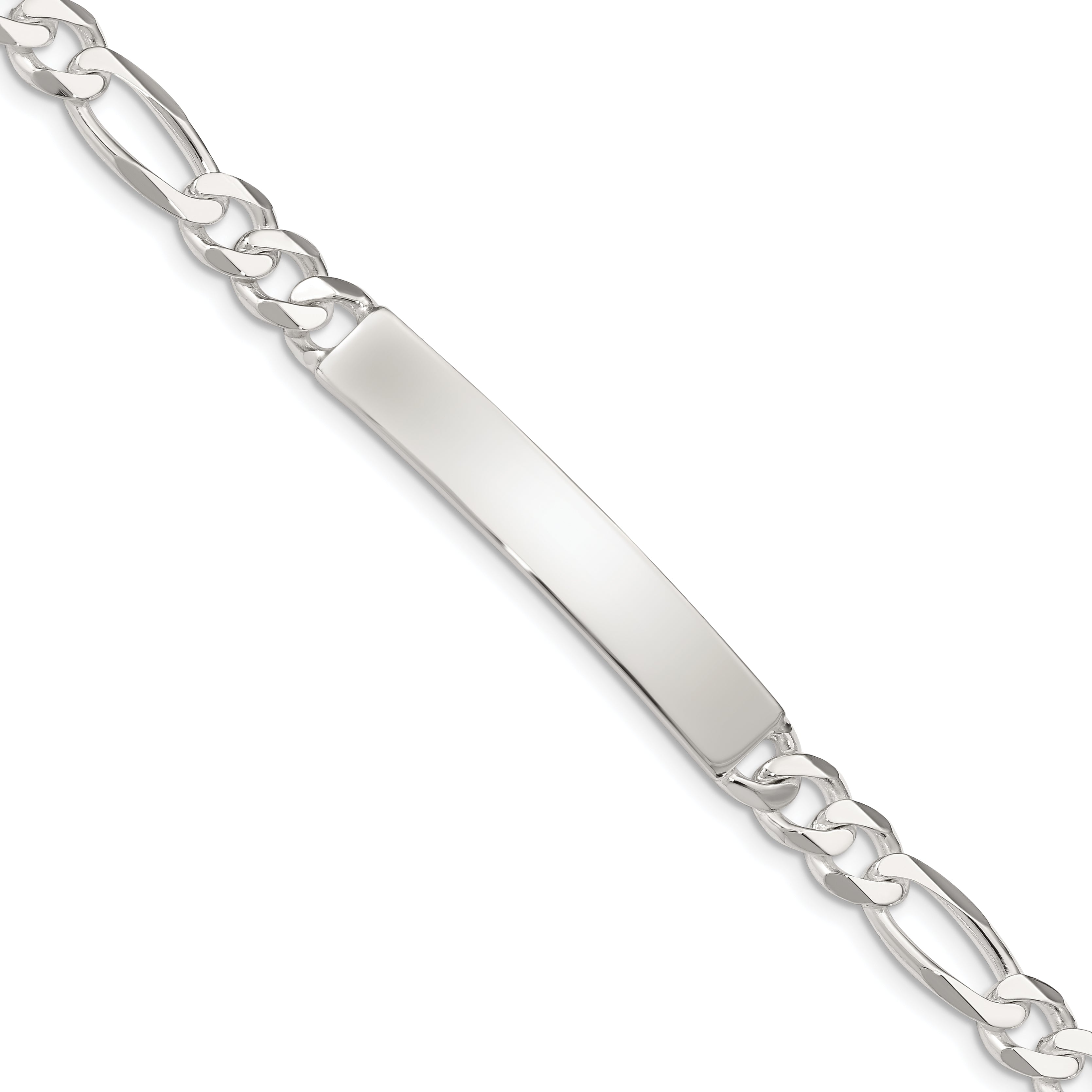 Sterling Silver Figaro Link ID Bracelet Main image