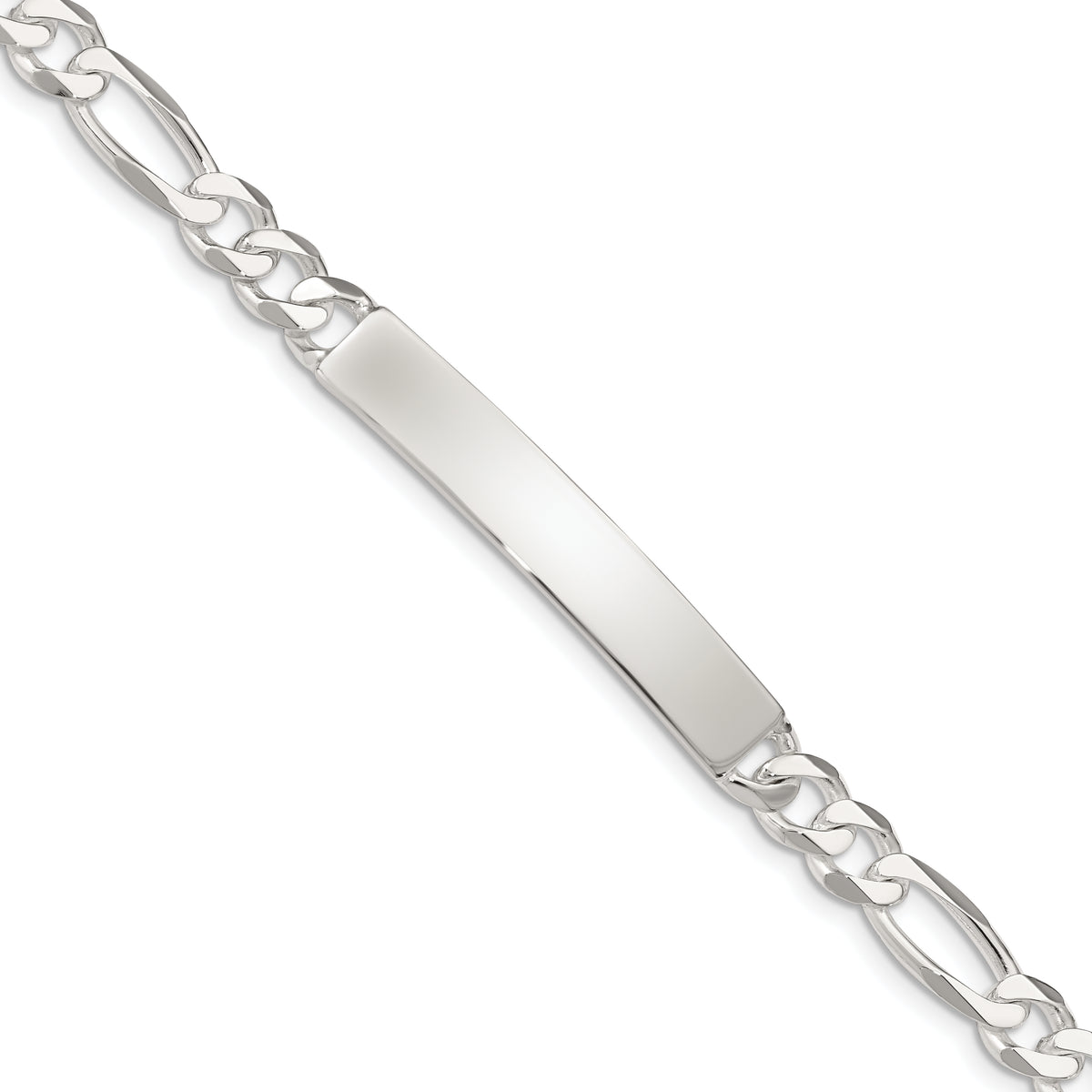 Sterling Silver Figaro Link ID Bracelet