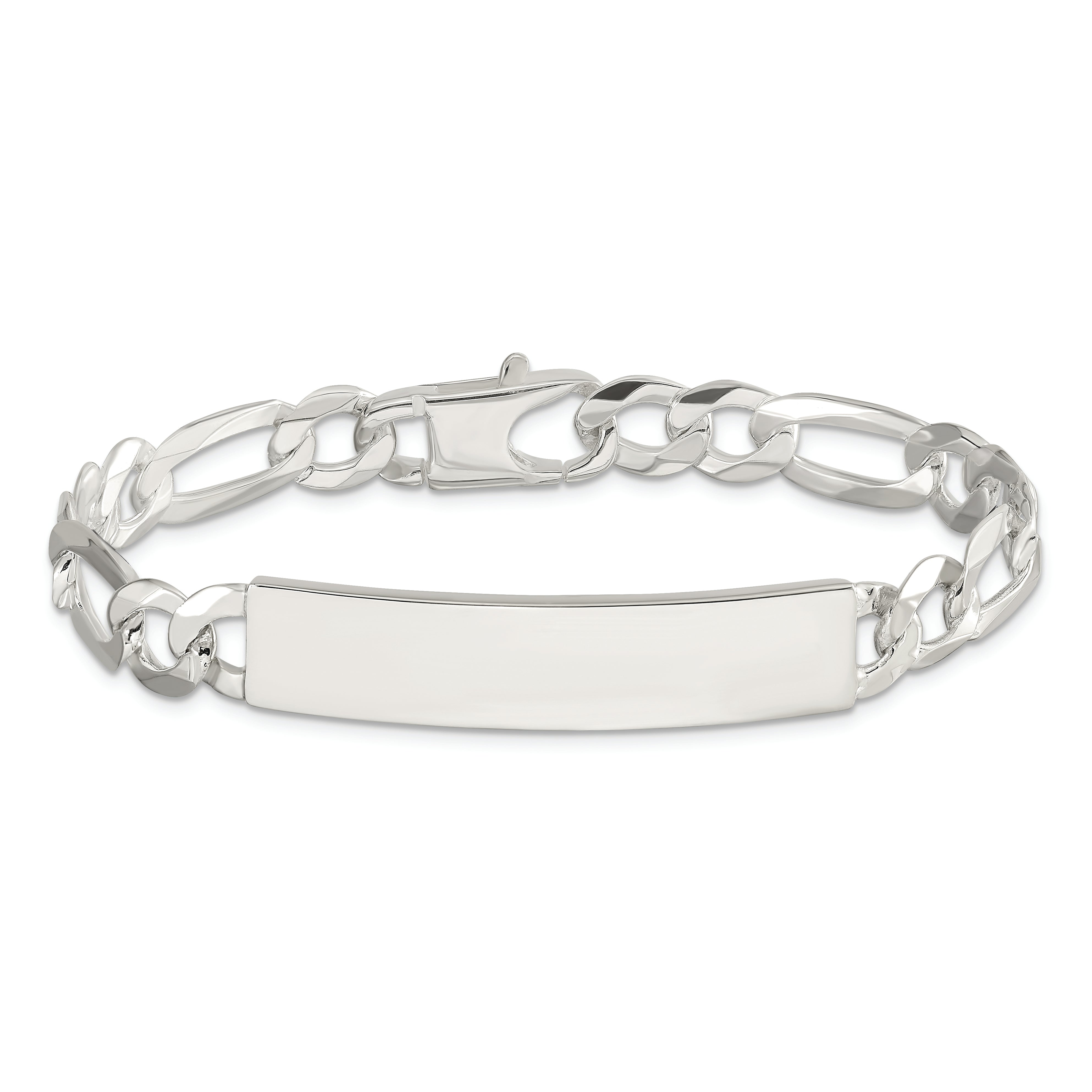 Sterling Silver Figaro Link ID Bracelet