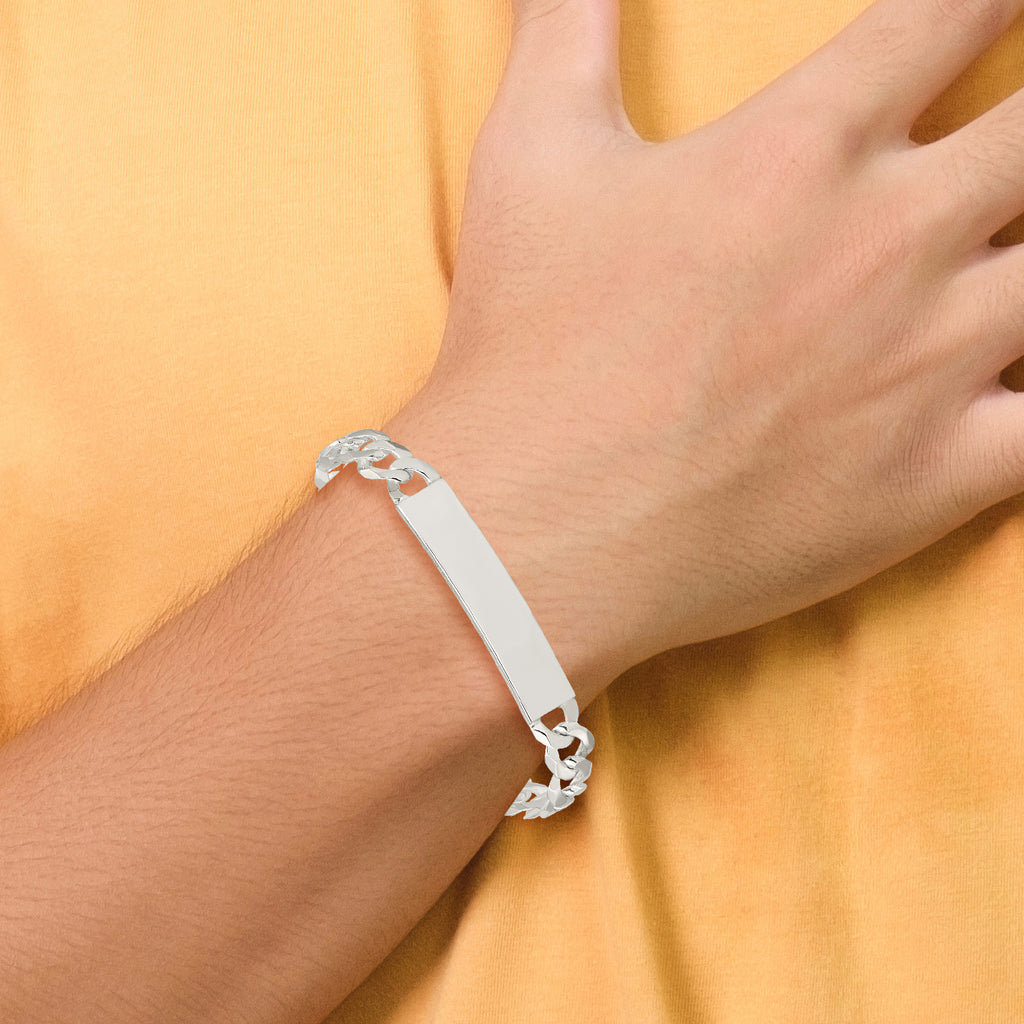 Sterling Silver Curb Link ID Bracelet