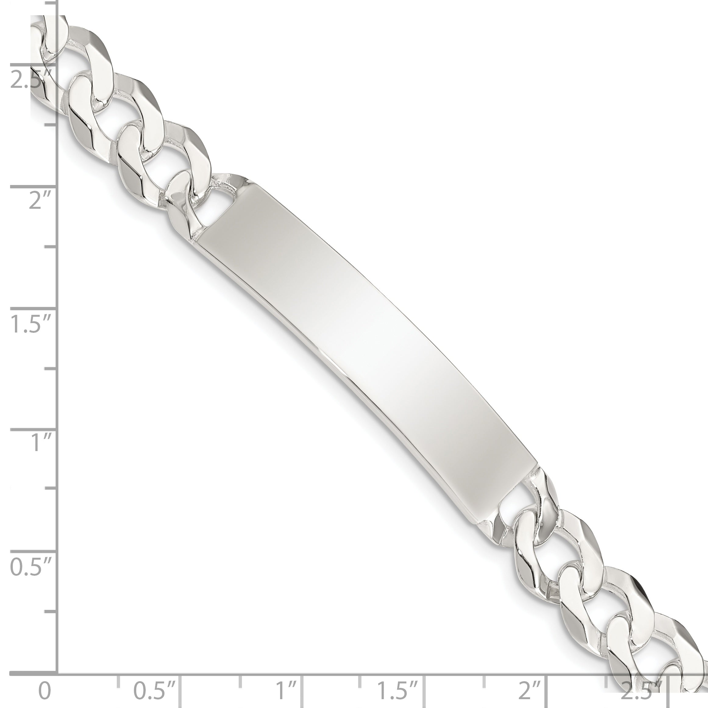 Sterling Silver Curb Link ID Bracelet