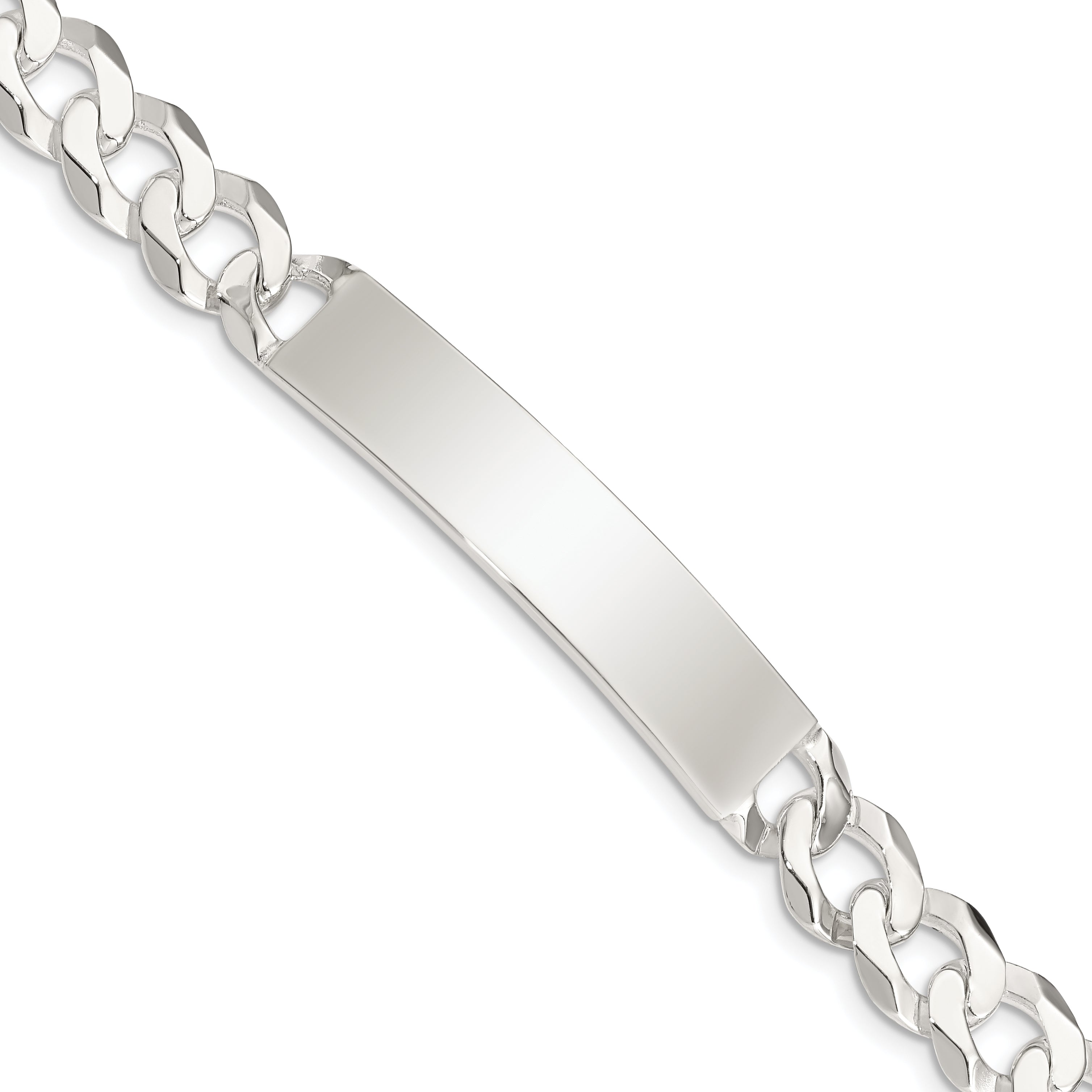 Sterling Silver Curb Link ID Bracelet Main image
