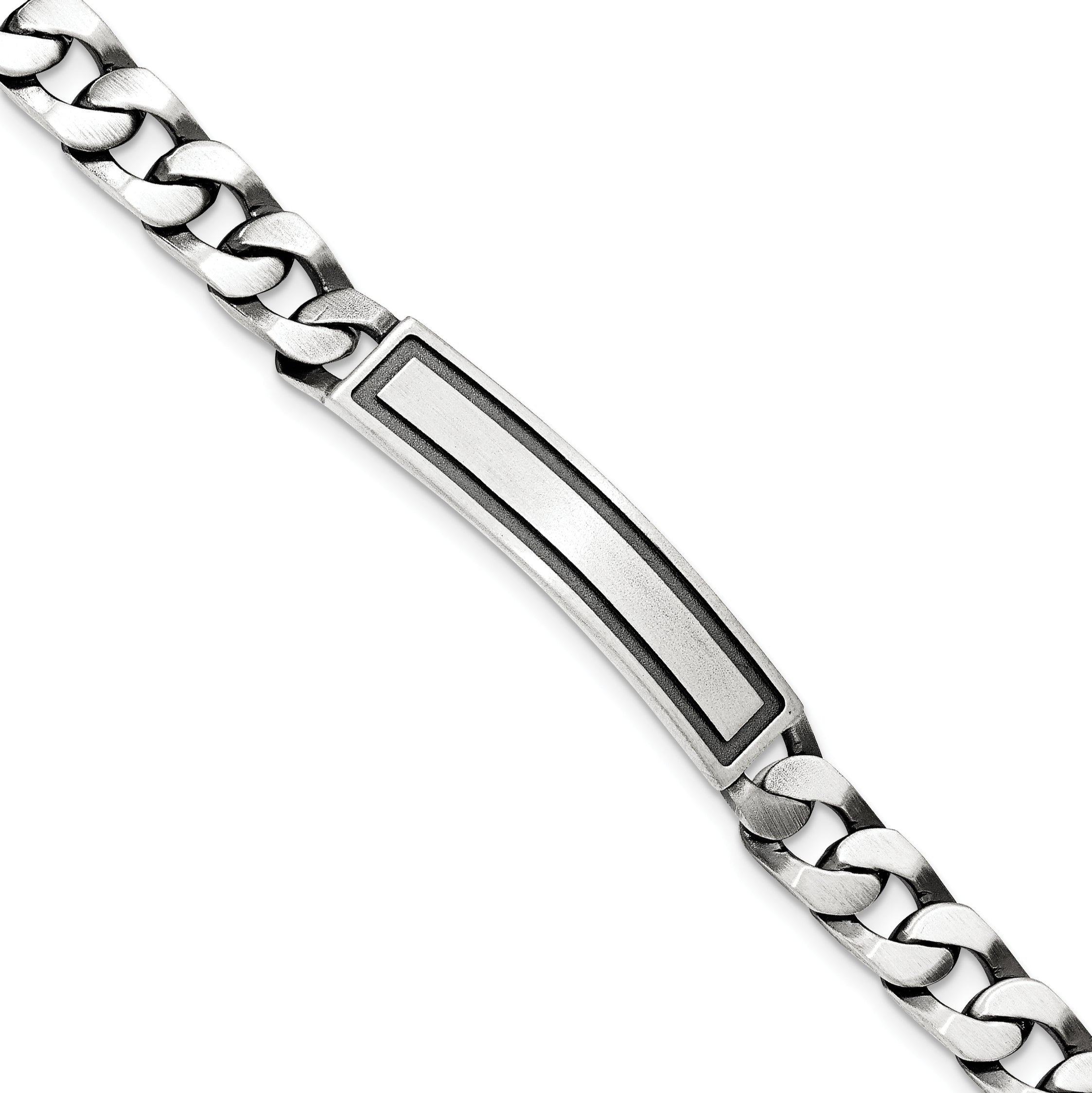 Sterling Silver Antiqued Satin  Curb Link ID Bracelet Main image