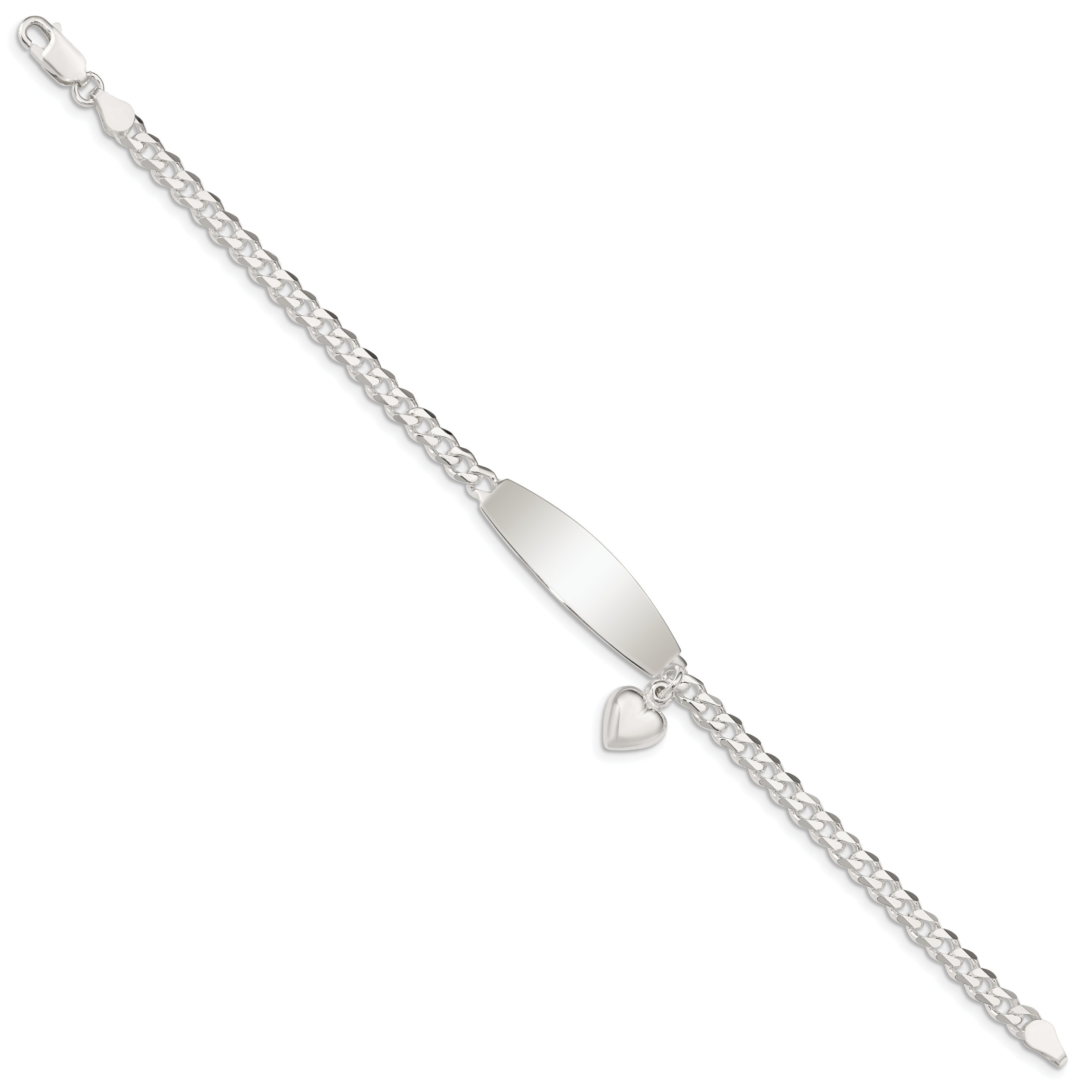 Sterling Silver w/Heart Charm ID Bracelet Secondary image