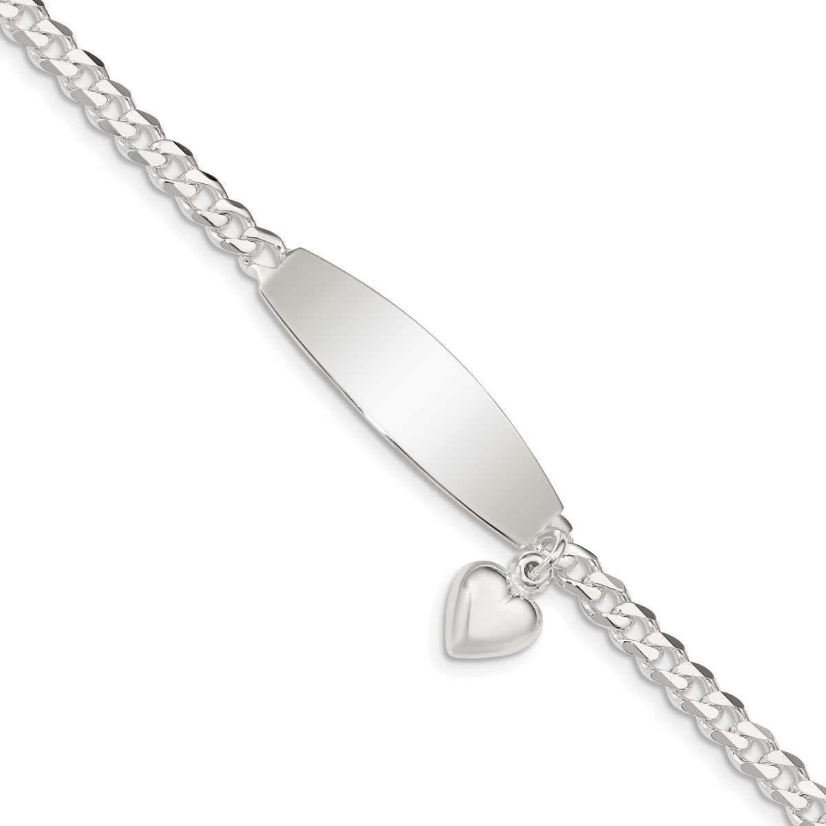 Heart Charm ID Bracelet in Sterling Silver - Sophia Jewelers Main image
