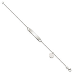 Sterling Silver Polished 7.5 inch Curb Link ID Bracelet W/Sliding Accent - 7.5