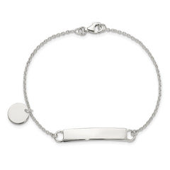 Sterling Silver Polished 7.5 inch Curb Link ID Bracelet W/Sliding Accent - 7.5