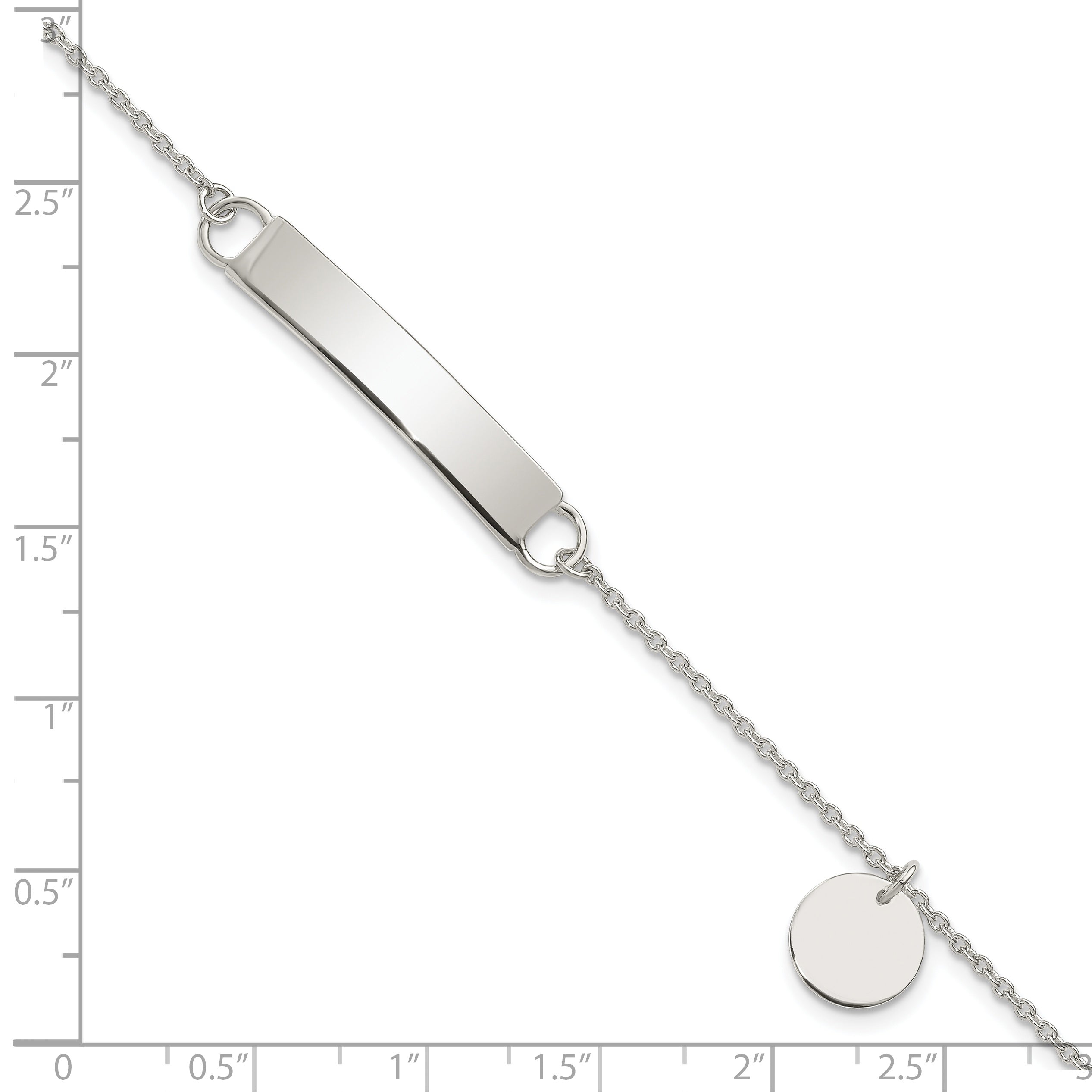 Sterling Silver Polished 7.5 inch Curb Link ID Bracelet W/Sliding Accent - 7.5