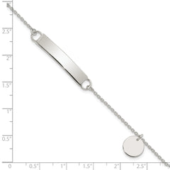 Sterling Silver Polished 7.5 inch Curb Link ID Bracelet W/Sliding Accent - 7.5
