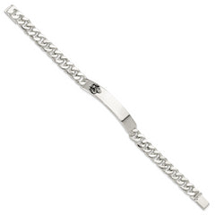 Sterling Silver Enameled Fleur-de-lis ID Men's Bracelet