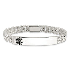 Sterling Silver Enameled Fleur-de-lis ID Men's Bracelet