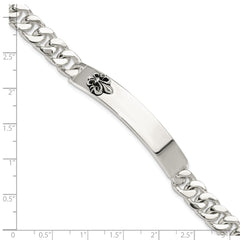 Sterling Silver Enameled Fleur-de-lis ID Men's Bracelet