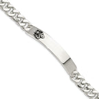 Sterling Silver Enameled Fleur-de-lis ID Men's Bracelet
