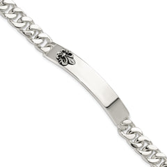 Sterling Silver Enameled Fleur-de-lis ID Men's Bracelet