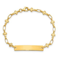Sterling Silver Gold-tone 6.25 inch Cross Children's ID Bracelet