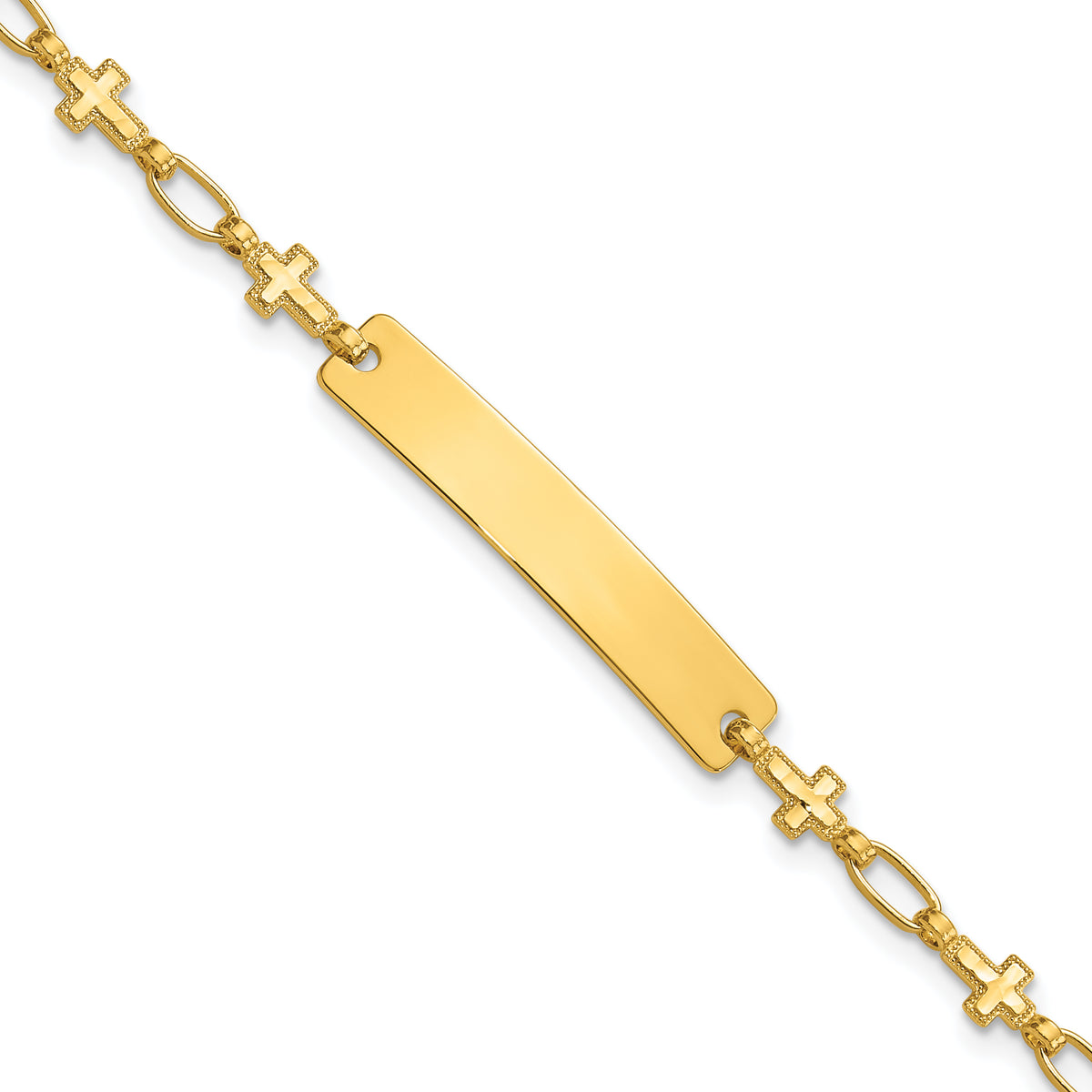 Sterling Silver Gold-tone 6.25 inch Cross Children's ID Bracelet