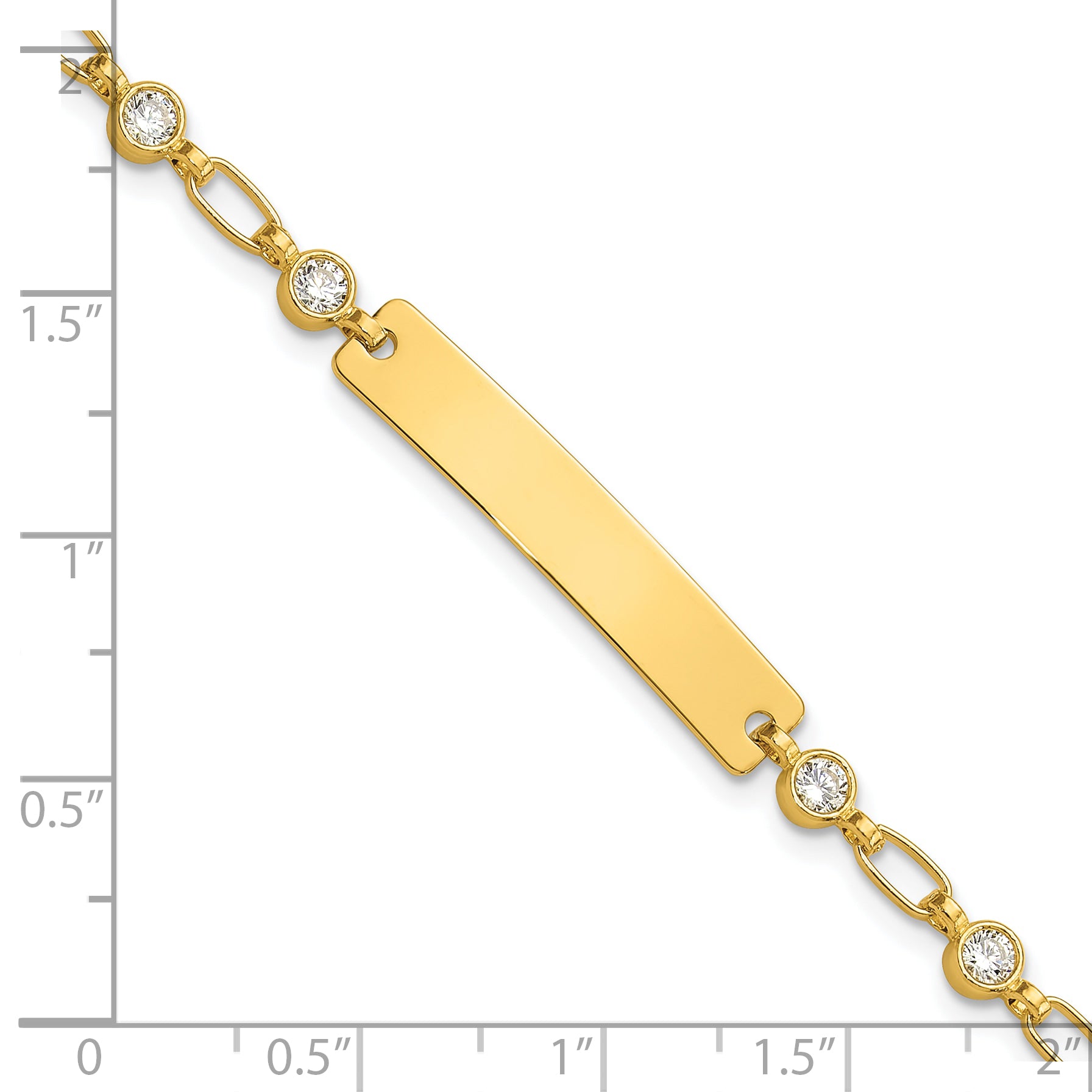 Sterling Silver Gold-tone 7.5 inch Bezel CZ ID Bracelet