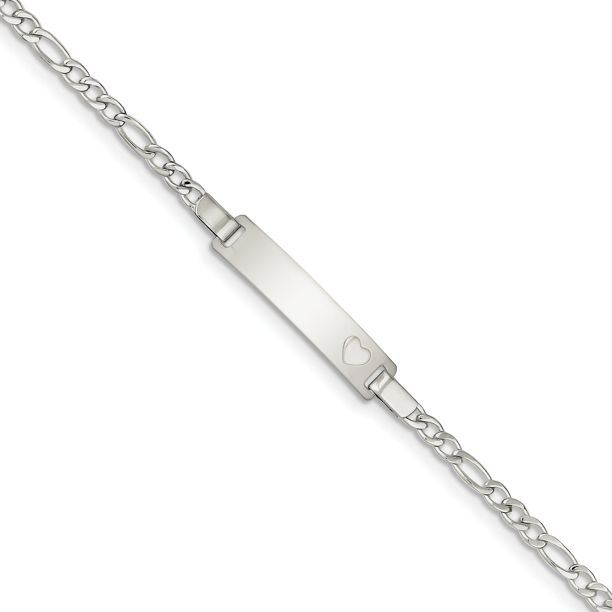 Sterling Silver Baby ID with Heart Bracelet