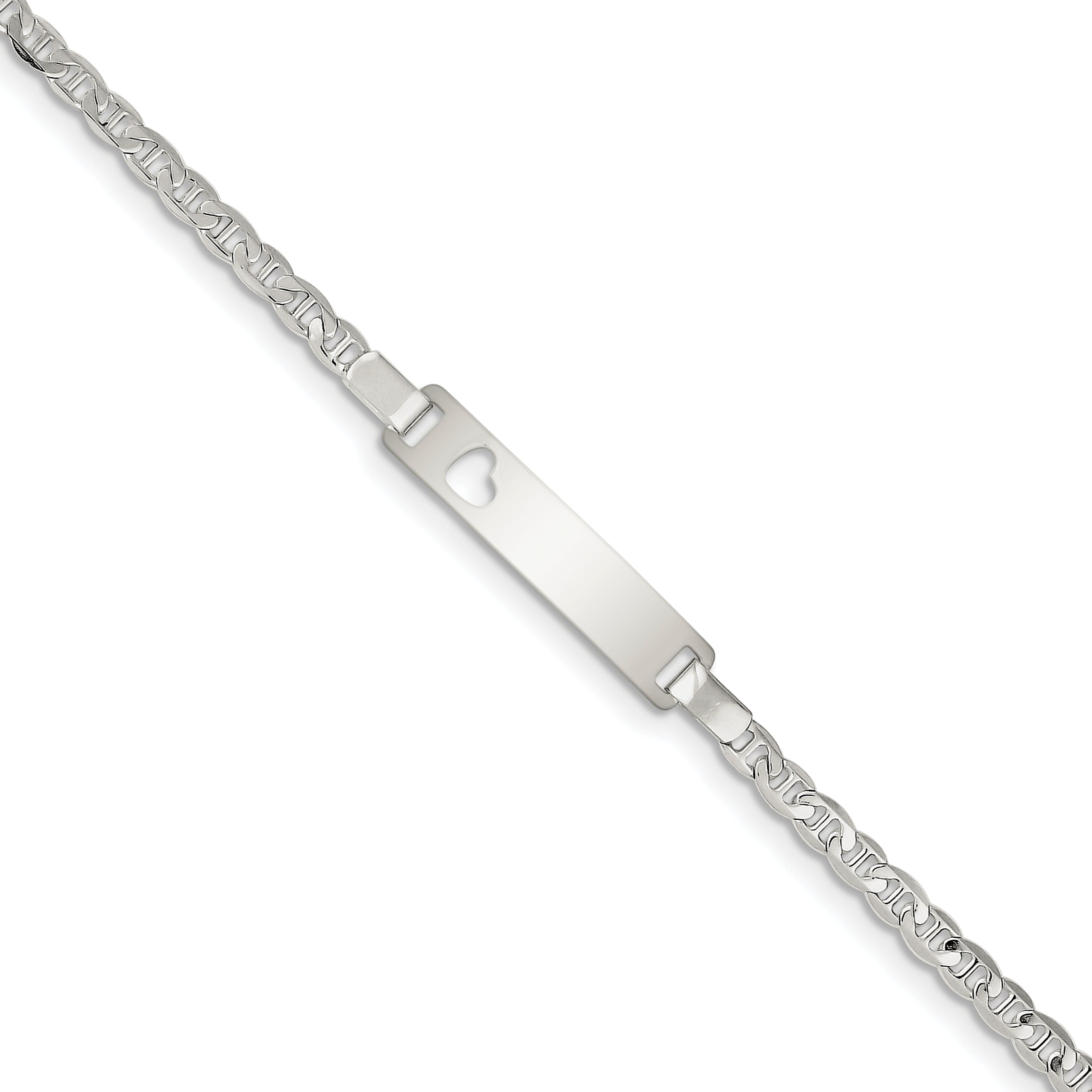Sterling Silver Baby ID with Cut-out Heart Bracelet