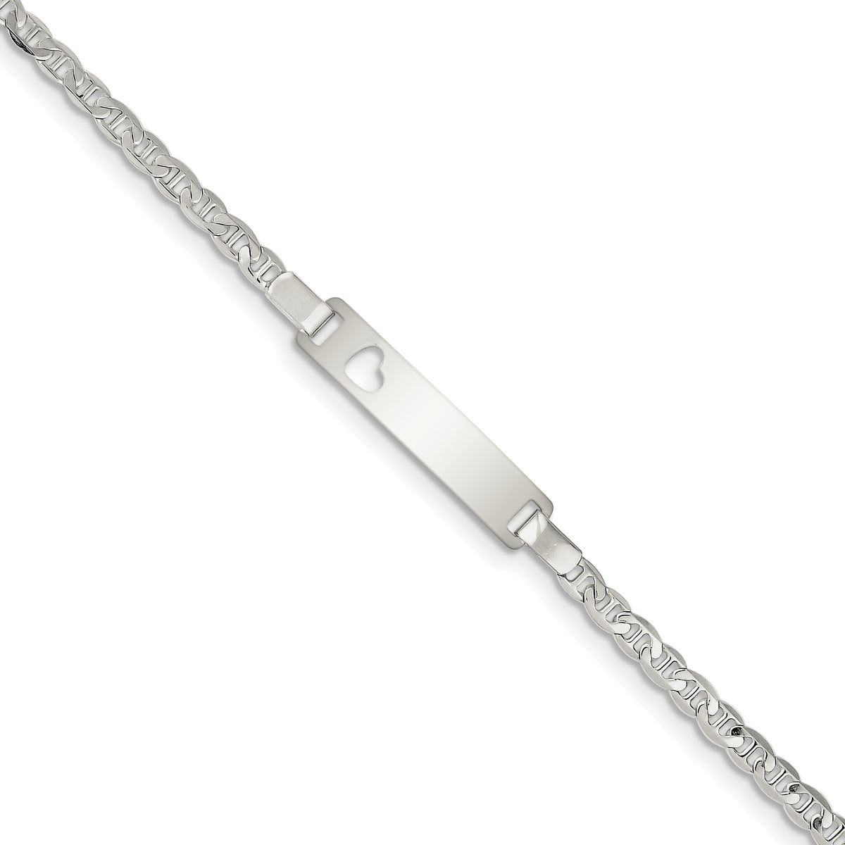 Sterling Silver Baby ID with Cut-out Heart Bracelet