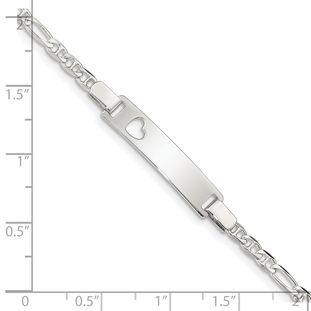 Sterling Silver Baby ID with Cut-out Heart Bracelet