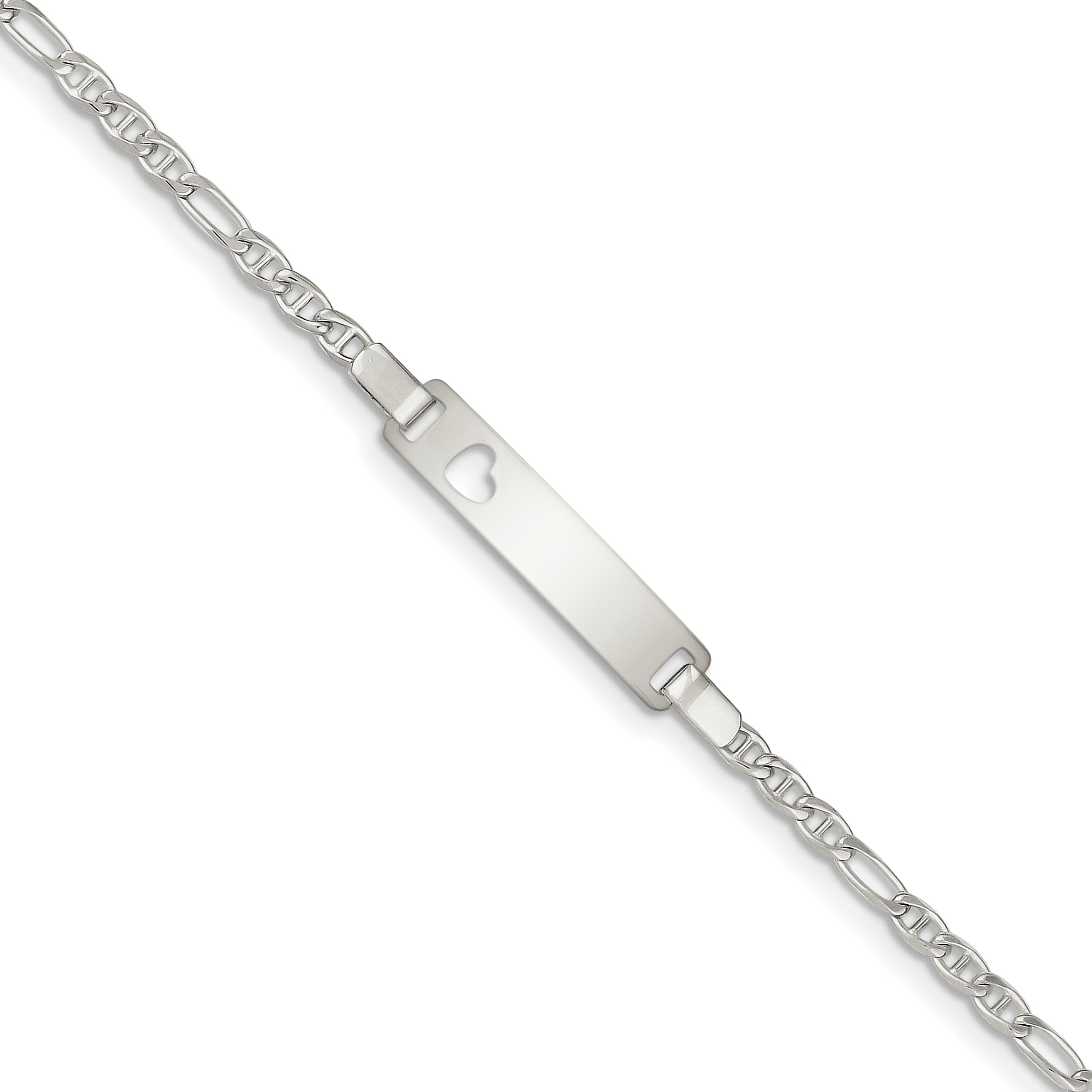 Sterling Silver Baby ID with Cut-out Heart Bracelet