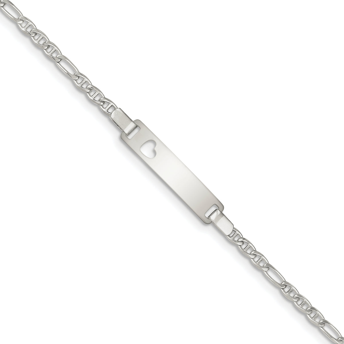 Sterling Silver Baby ID with Cut-out Heart Bracelet