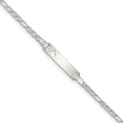 Sterling Silver Baby ID with Cut-out Heart Bracelet