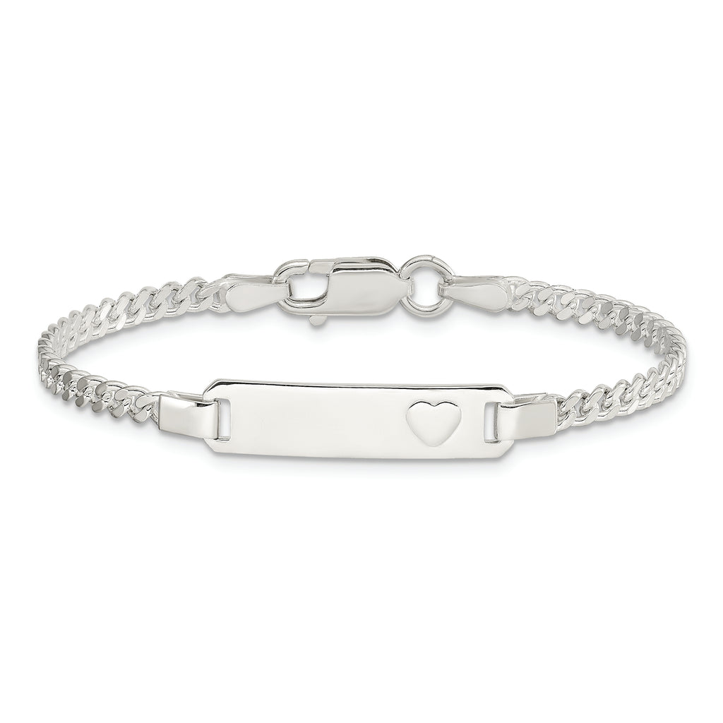 Sterling Silver Baby ID with Heart Bracelet
