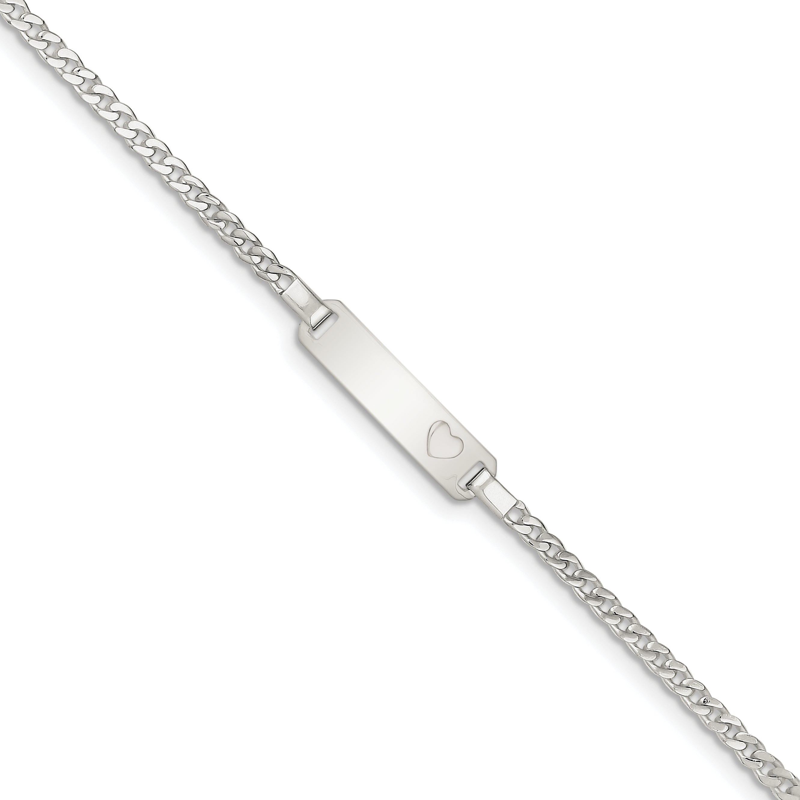 Sterling Silver Baby ID with Heart Bracelet