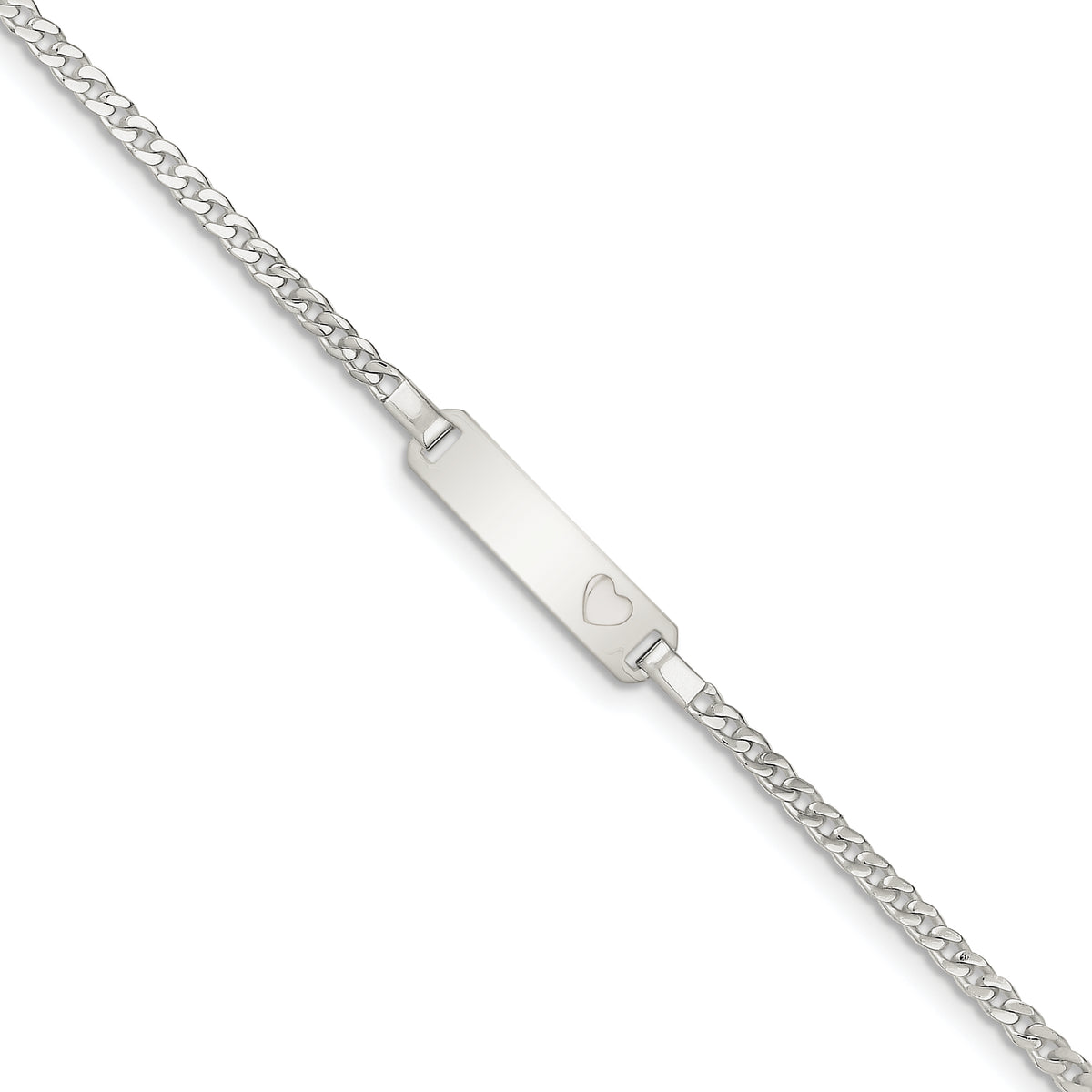 Sterling Silver Baby ID with Heart Bracelet