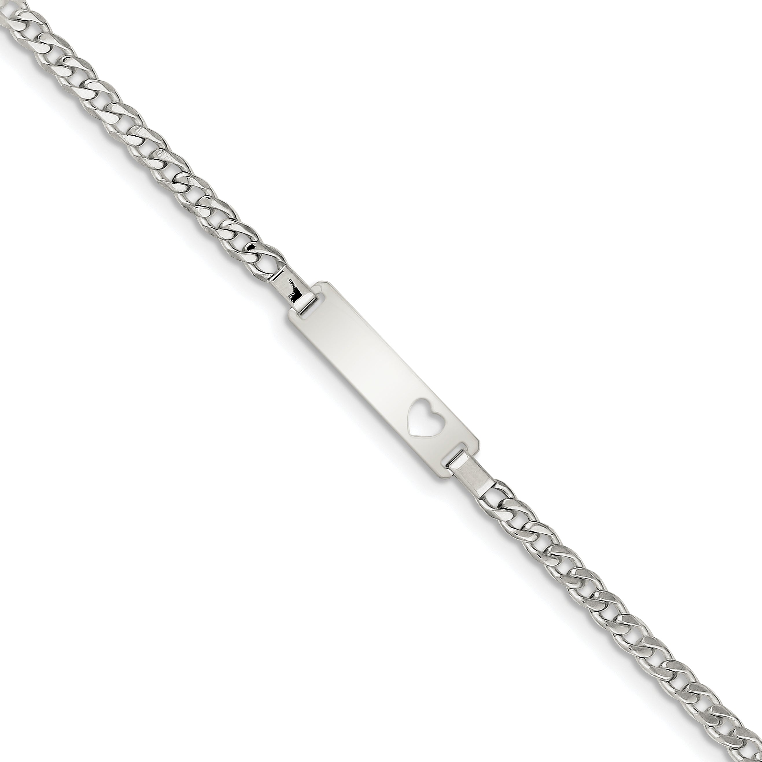 Sterling Silver Baby ID with Cut-out Heart Bracelet