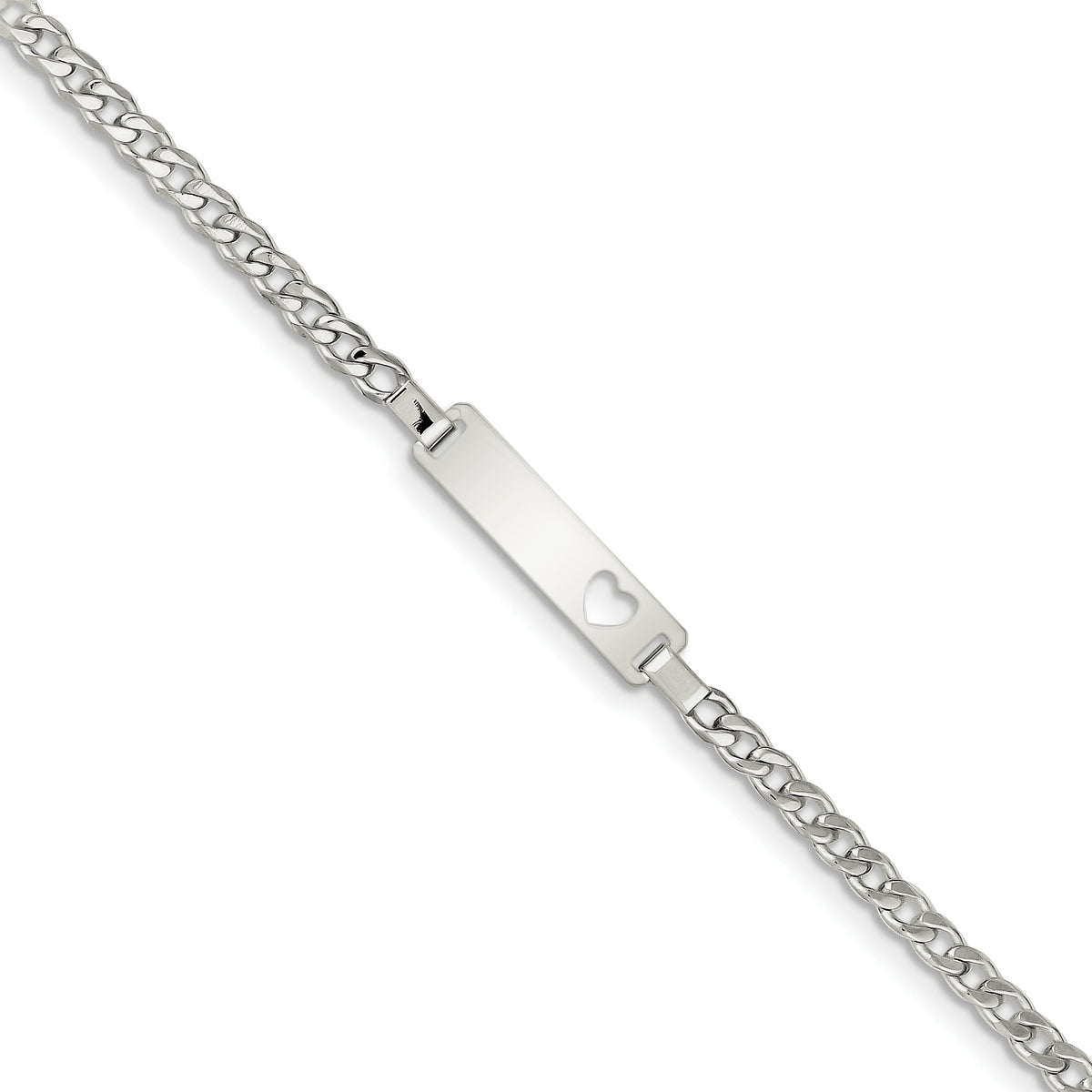 Sterling Silver Baby ID with Cut-out Heart Bracelet