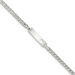 Sterling Silver Baby ID with Cut-out Heart Bracelet