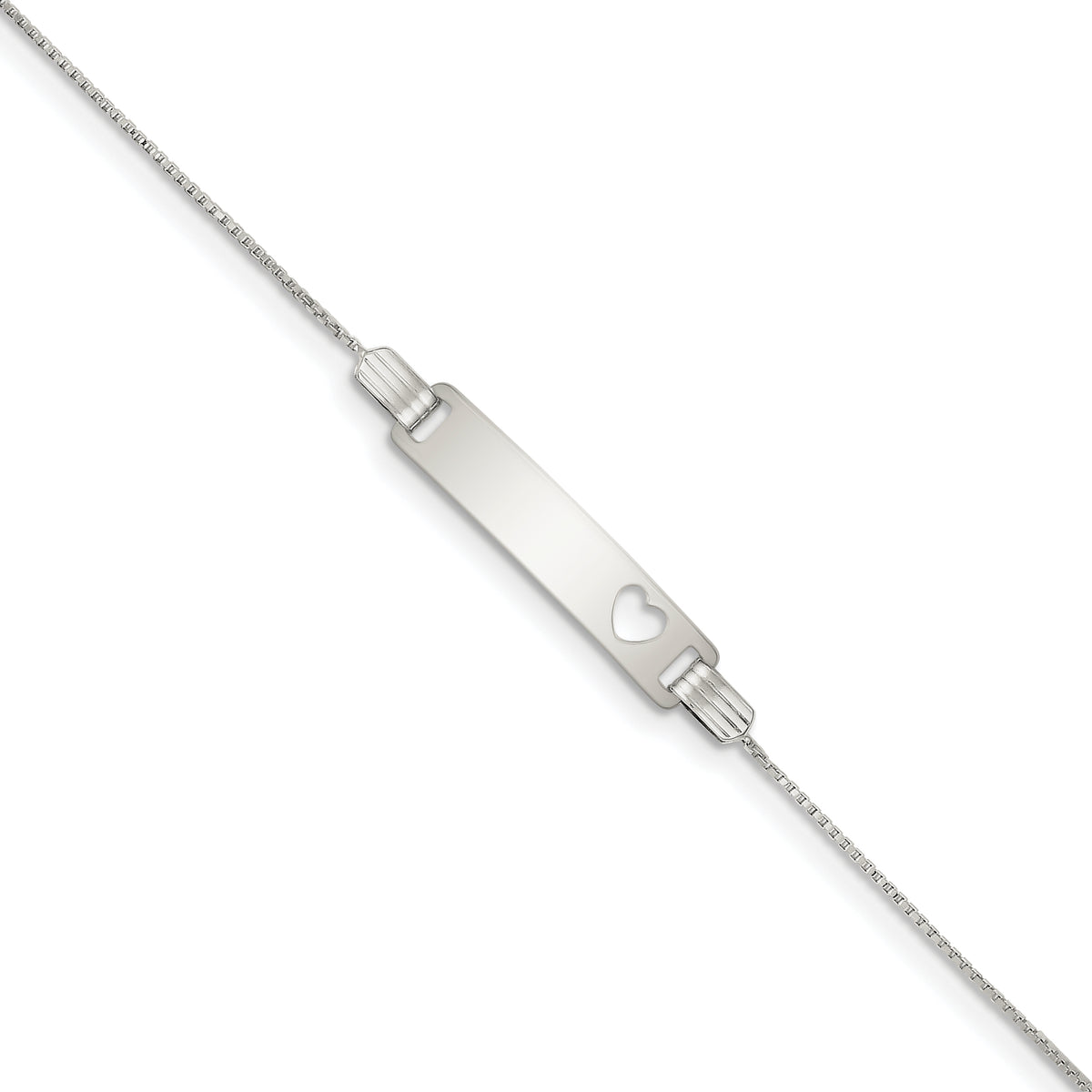 Sterling Silver Baby ID with Cut-out Heart Bracelet
